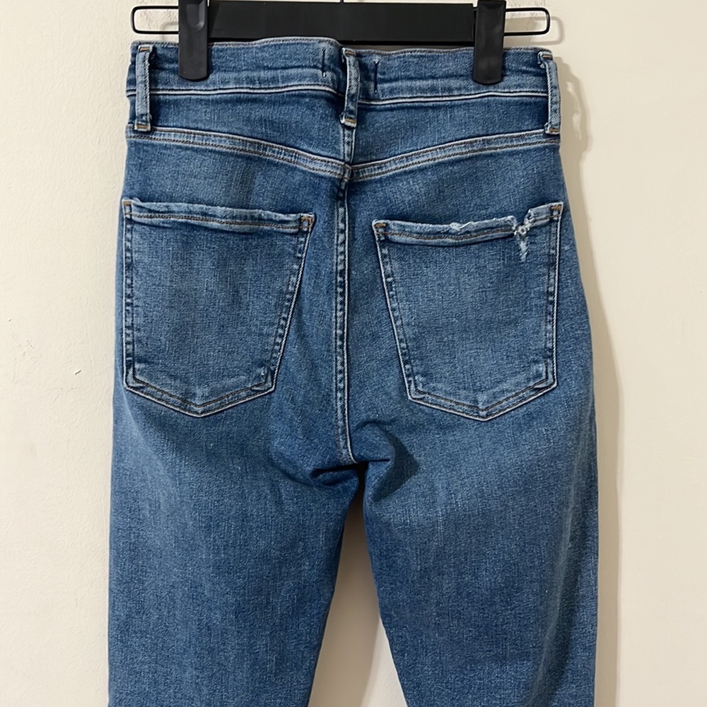 Agolde Dark Wash Distressed Sophie Skinny High Rise Denim Jeans Size 25 - Picture 7 of 11